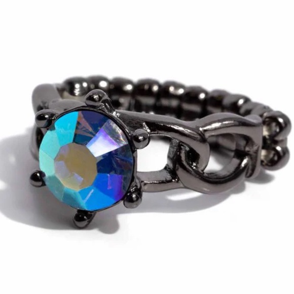 Paparazzi Jewelry - 🔵◼️🔵 “AUTHORITATIVE ABILITY” BLUE IRIDESCENT GUNMETAL RING ~ PAPARAZZI❗️🔵◼️🔵